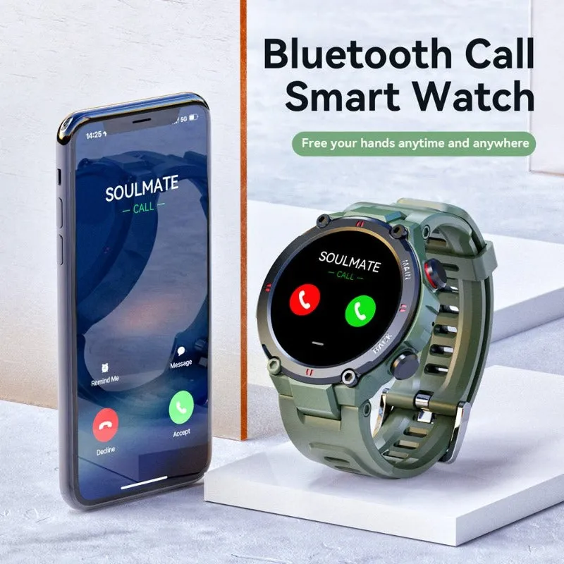 1.3 Inch Military Grade IP67 Waterproof Smart Watches Heart Rate Monitoring Sports Smart Watch Green