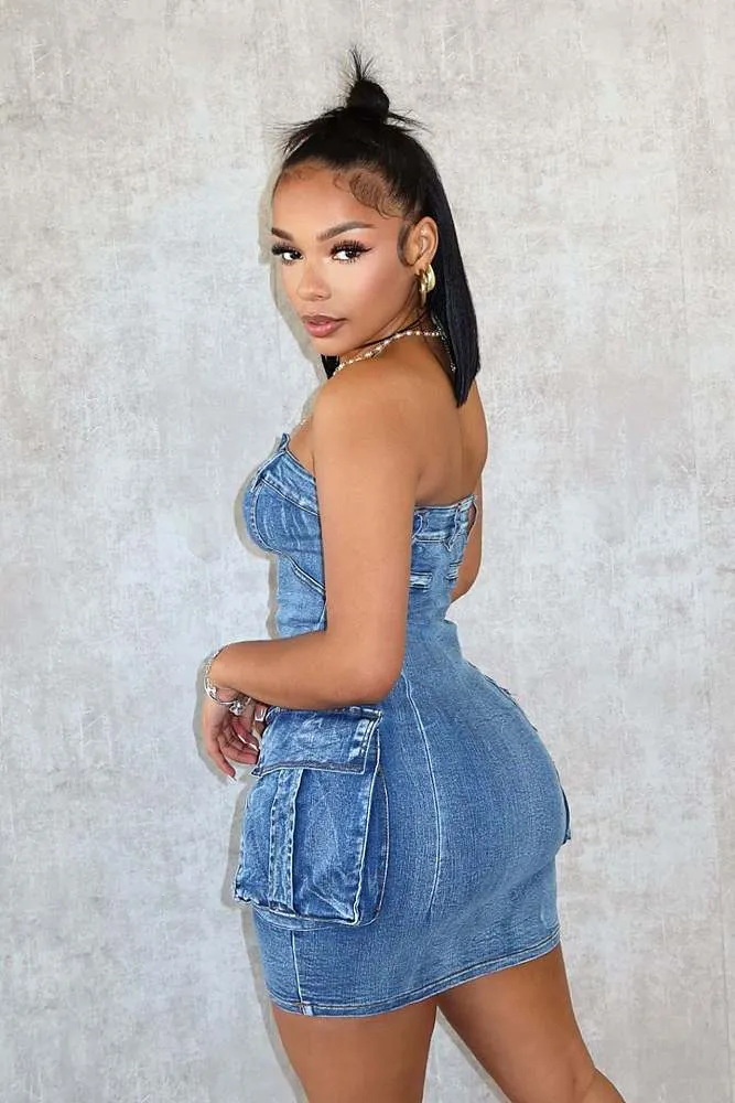 ‘Antonina’ Denim Cargo Dress