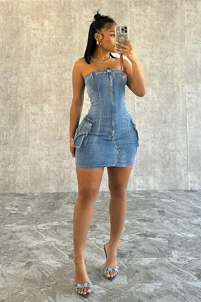 ‘Antonina’ Denim Cargo Dress