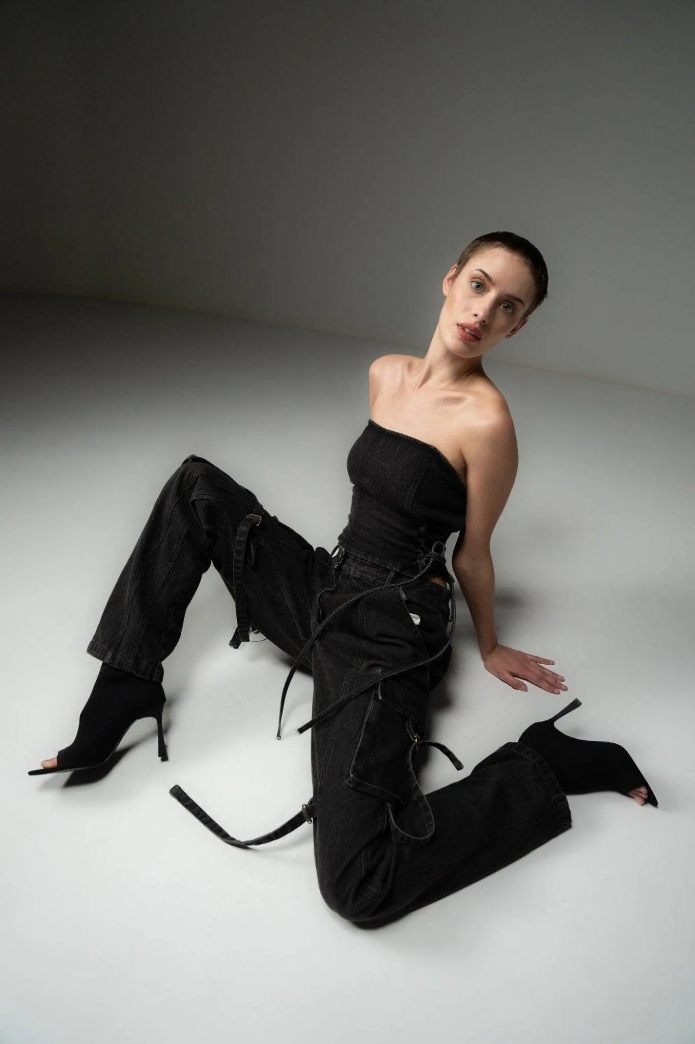 BLACK DENIM CARGO PANT