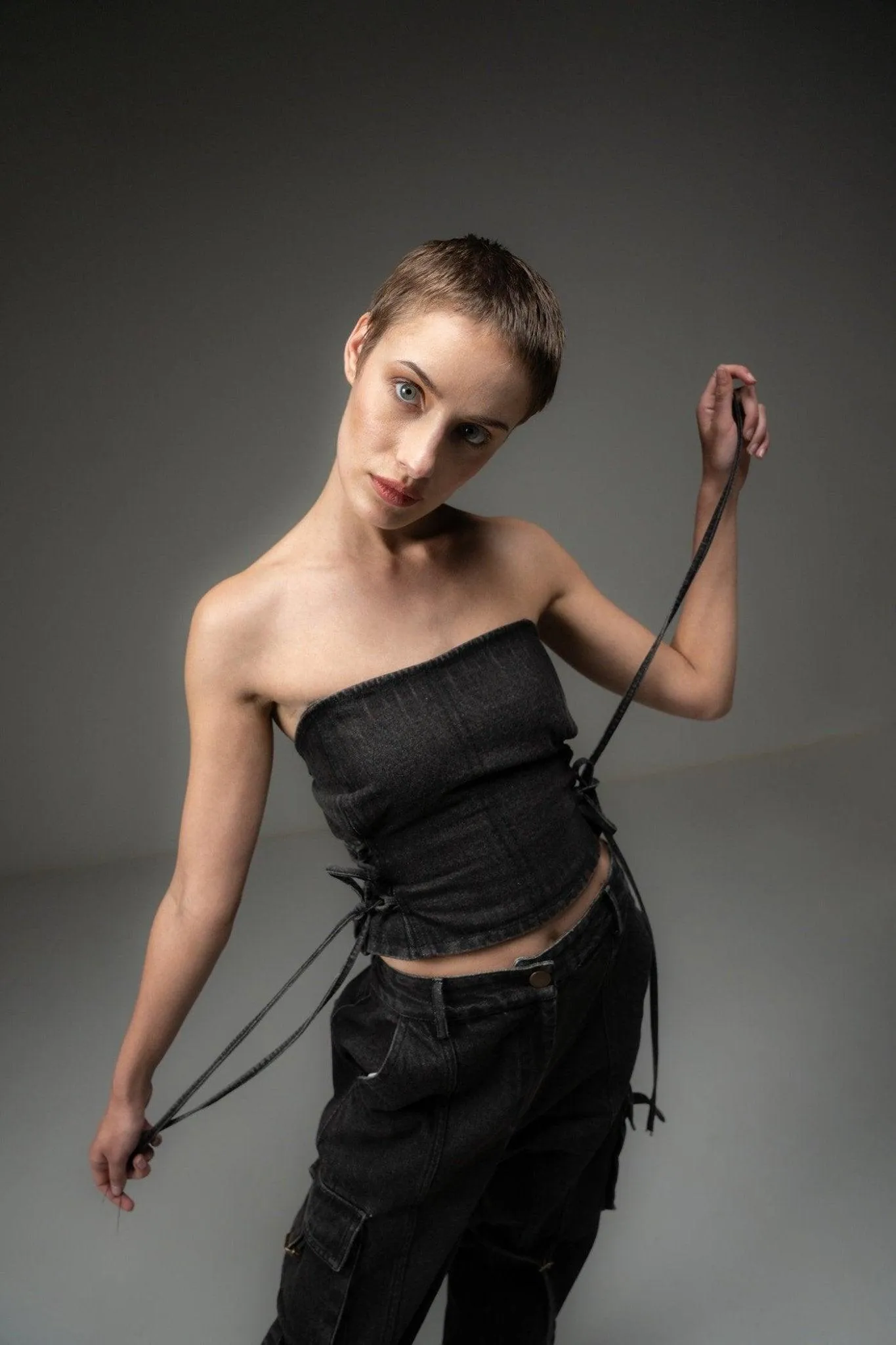 BLACK DENIM CARGO PANT