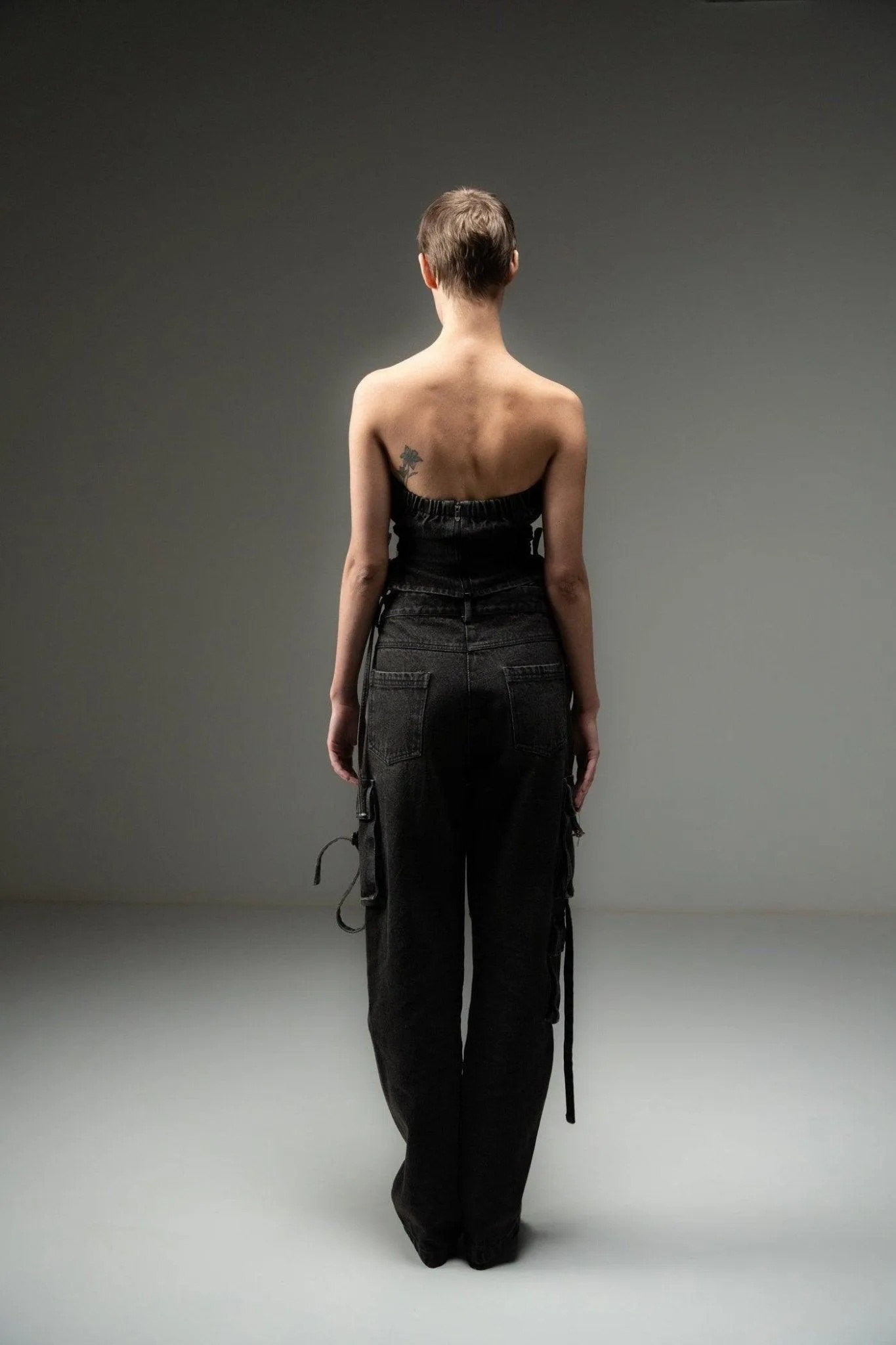 BLACK DENIM CARGO PANT