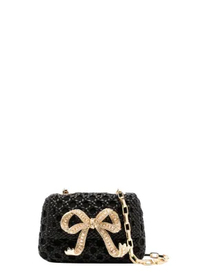 Black Woven Leather Micro Bag