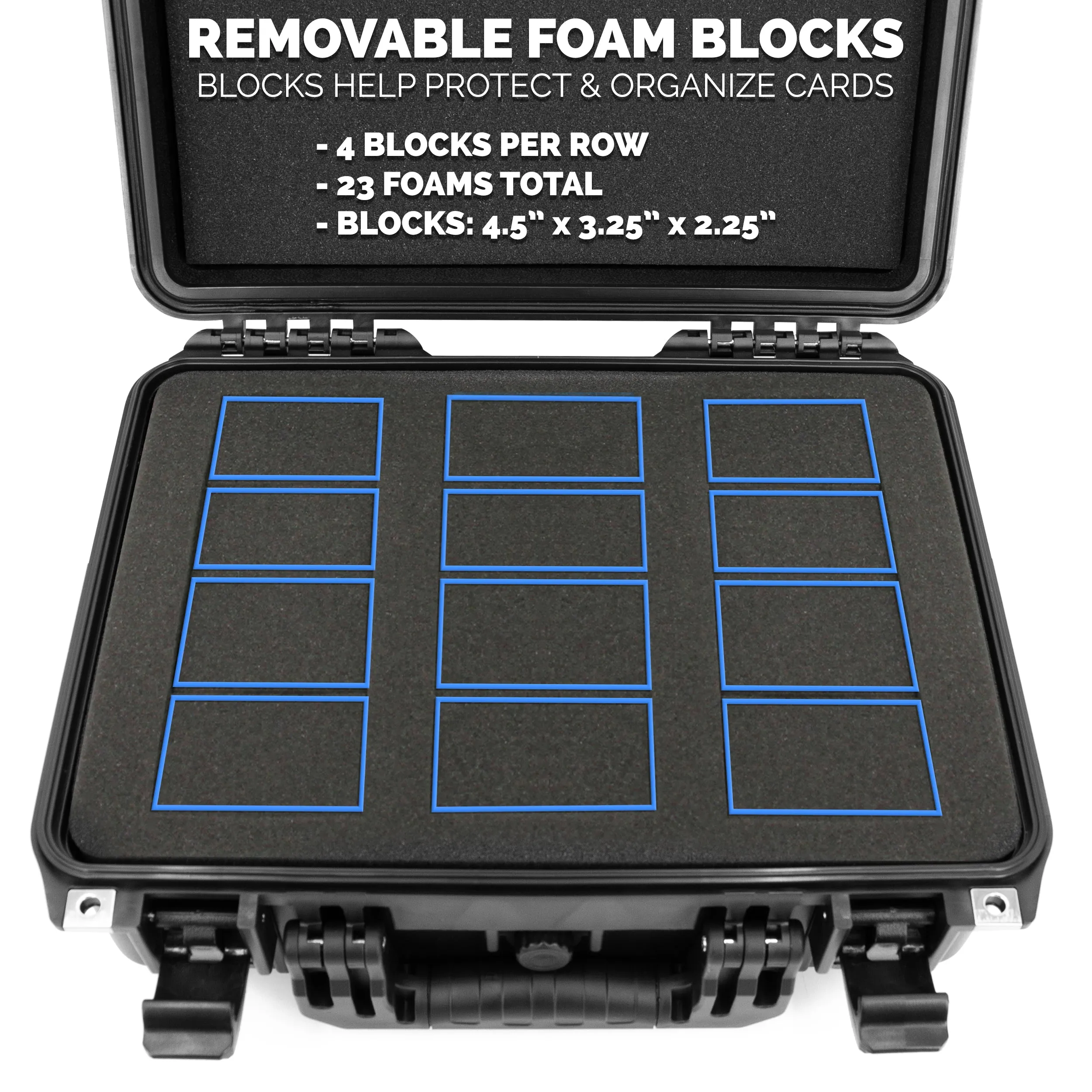 CASEMATIX Graded Card Storage Box Fits 90  BGS PSA Trading Cards TCG, Waterproof Sports Card Case with Three Custom Graded Card Case Compartments