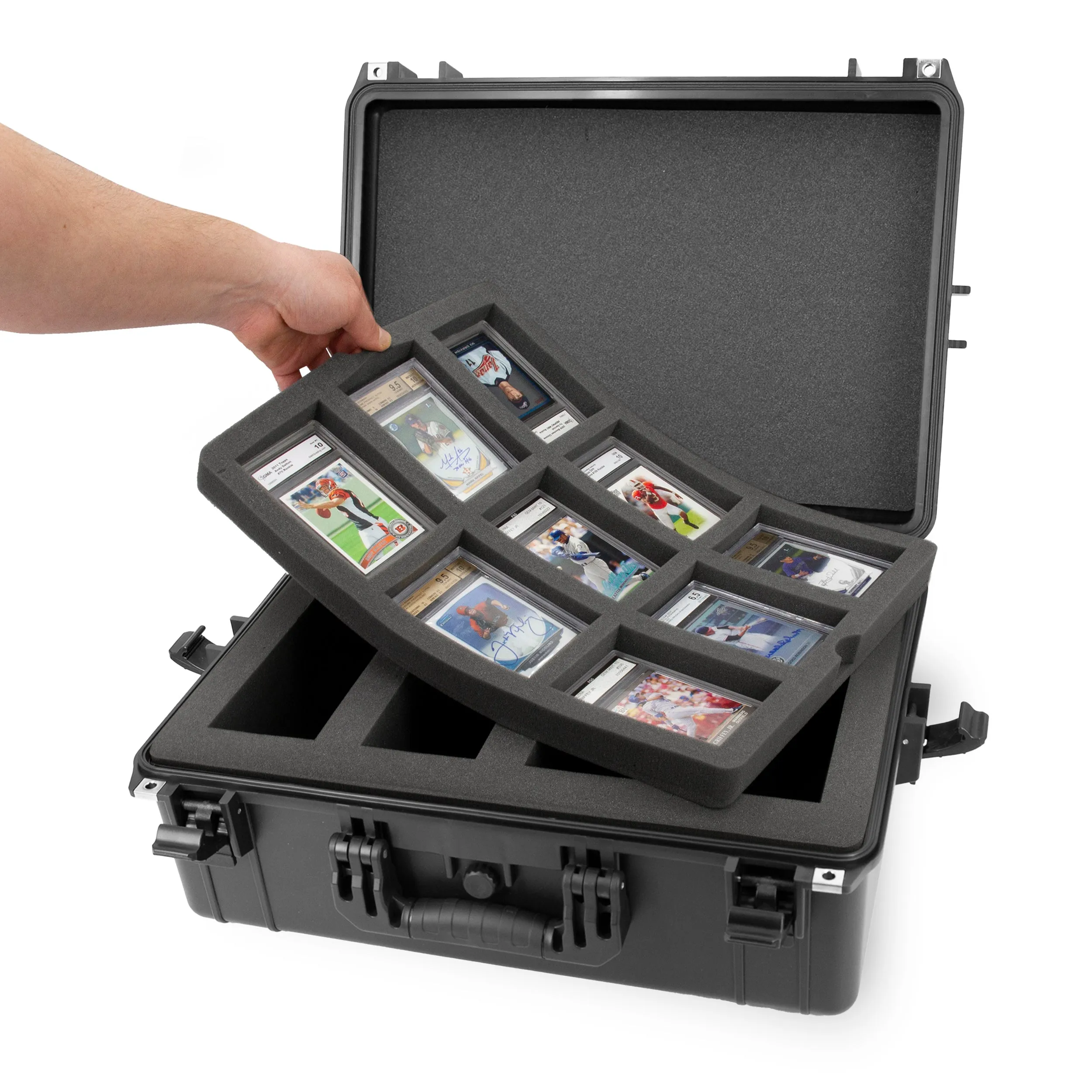 CASEMATIX XL Graded Card Case Compatible with 160  BGS PSA FGS Graded Sports Trading Cards, Waterproof Graded Slab Card Storage Box