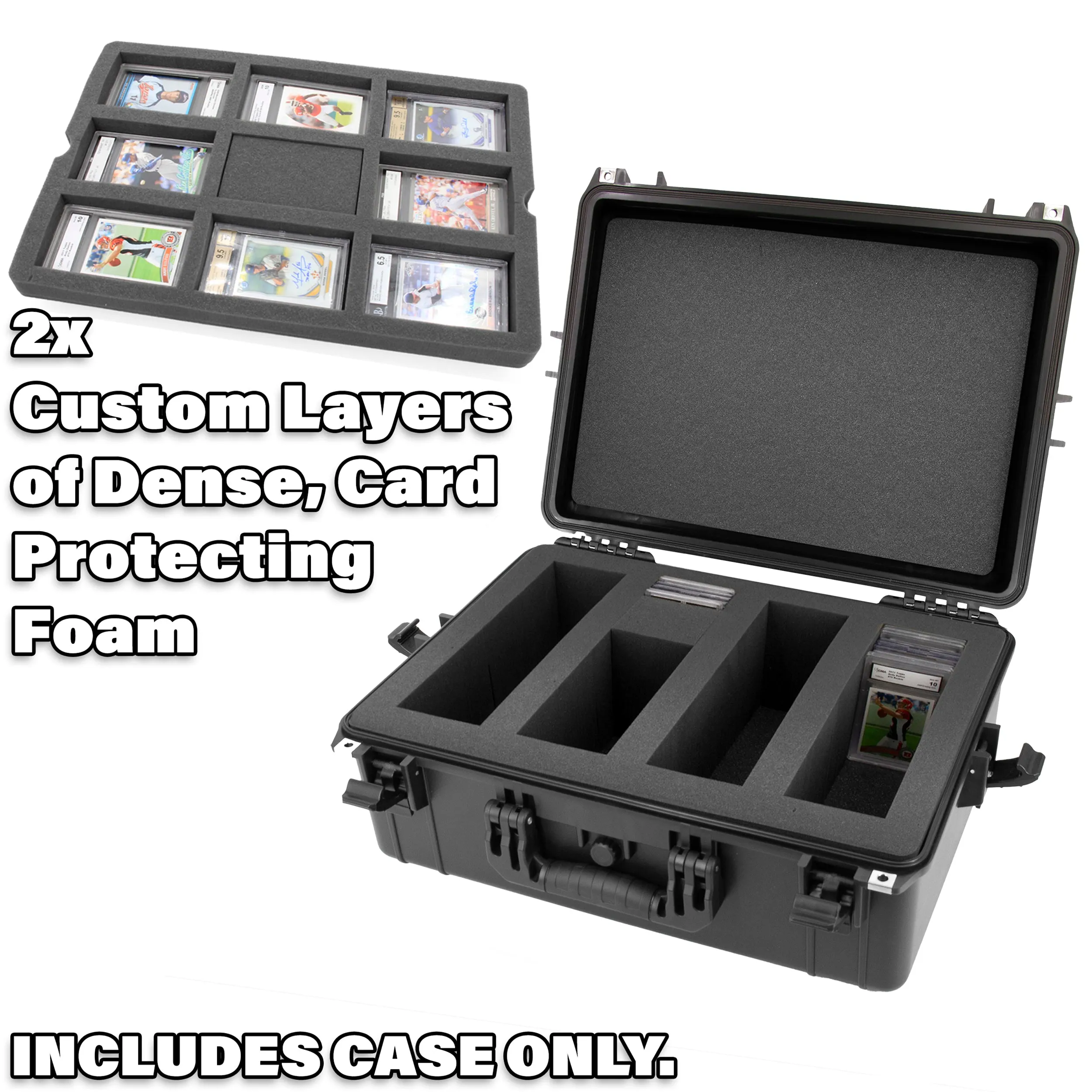 CASEMATIX XL Graded Card Case Compatible with 160  BGS PSA FGS Graded Sports Trading Cards, Waterproof Graded Slab Card Storage Box