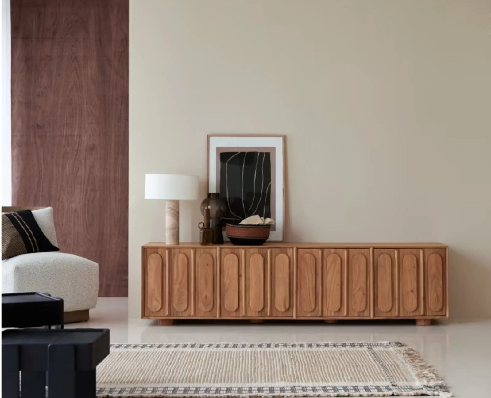 Chicago Solid Wood Four Door Large Storage Cabinet Sideboard