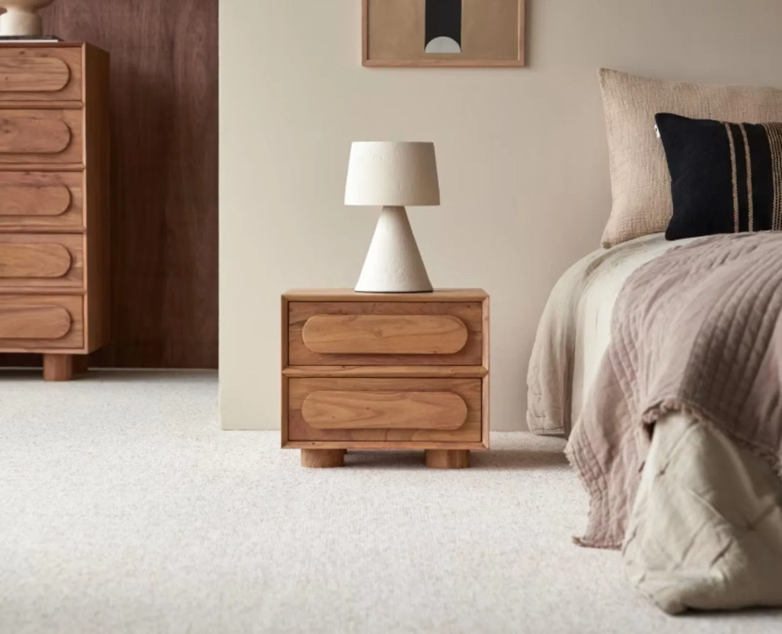 Chicago Solid Wood Two Drawer Bedside Table
