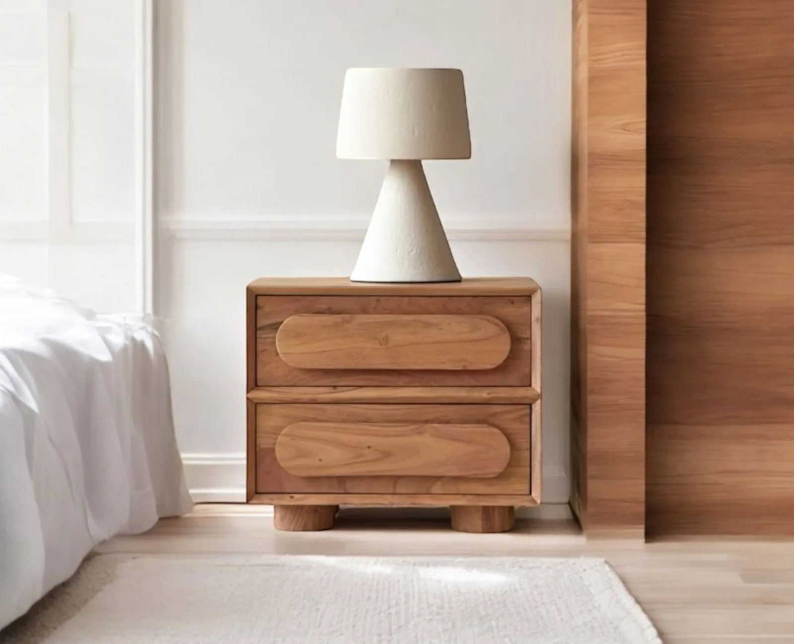 Chicago Solid Wood Two Drawer Bedside Table