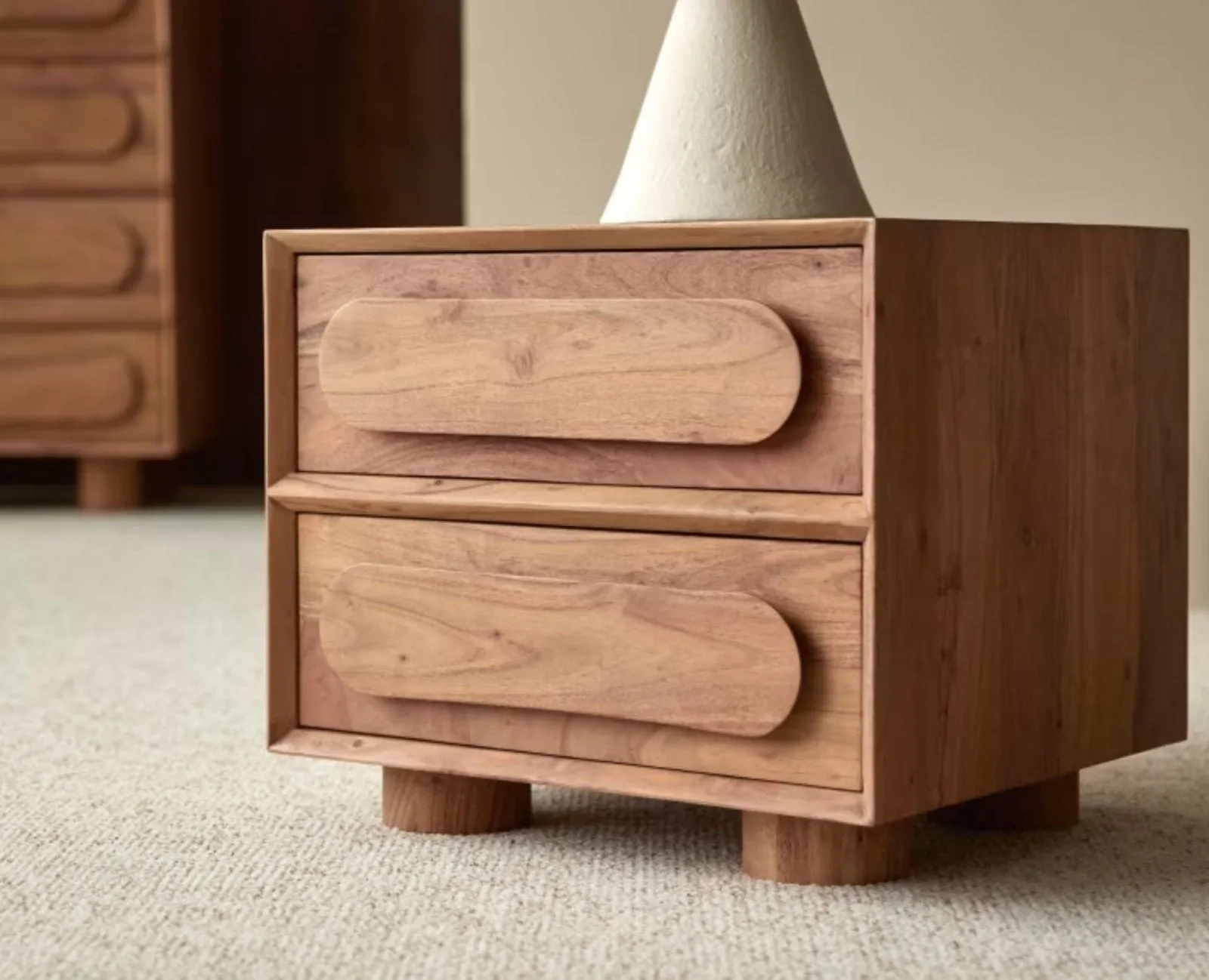 Chicago Solid Wood Two Drawer Bedside Table