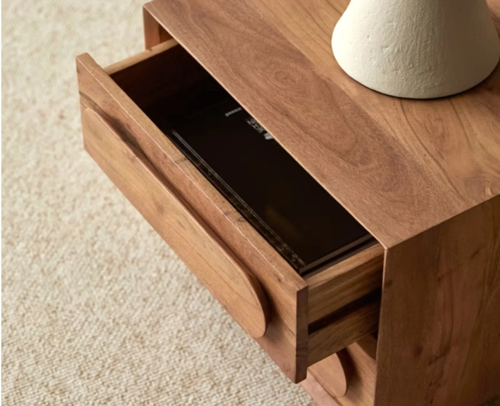 Chicago Solid Wood Two Drawer Bedside Table