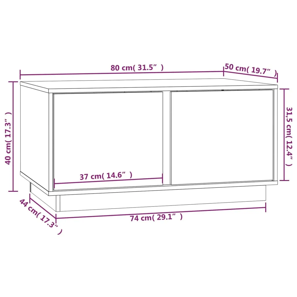 Coffee Table Black 80x50x40 cm Solid Wood Pine