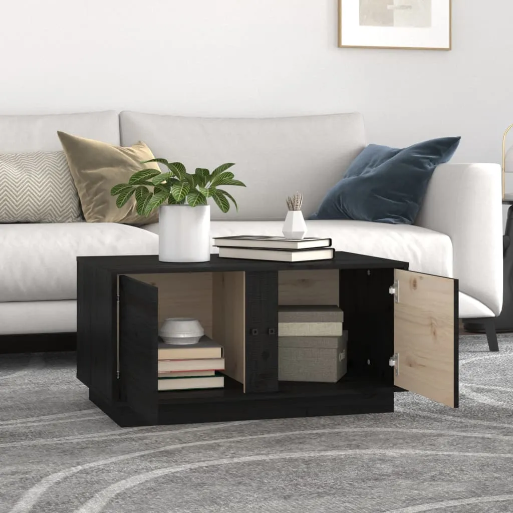 Coffee Table Black 80x50x40 cm Solid Wood Pine