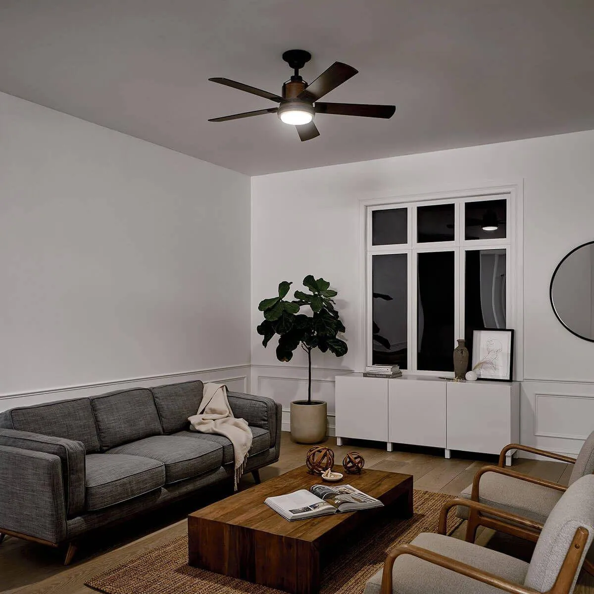 Colerne 52 Inch Auburn LED Ceiling Fan with Wall Control Included