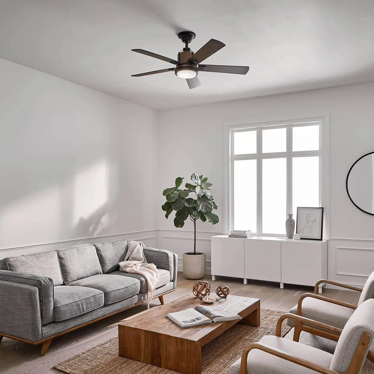 Colerne 52 Inch Auburn LED Ceiling Fan with Wall Control Included