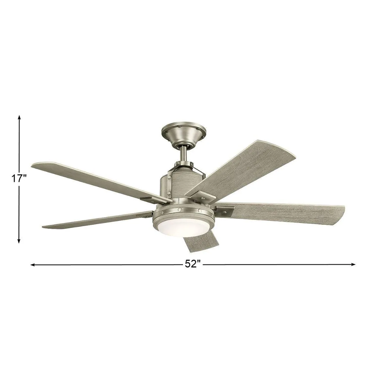 Colerne 52 Inch Brushed Nickel LED Ceiling Fan with Wall Control Included