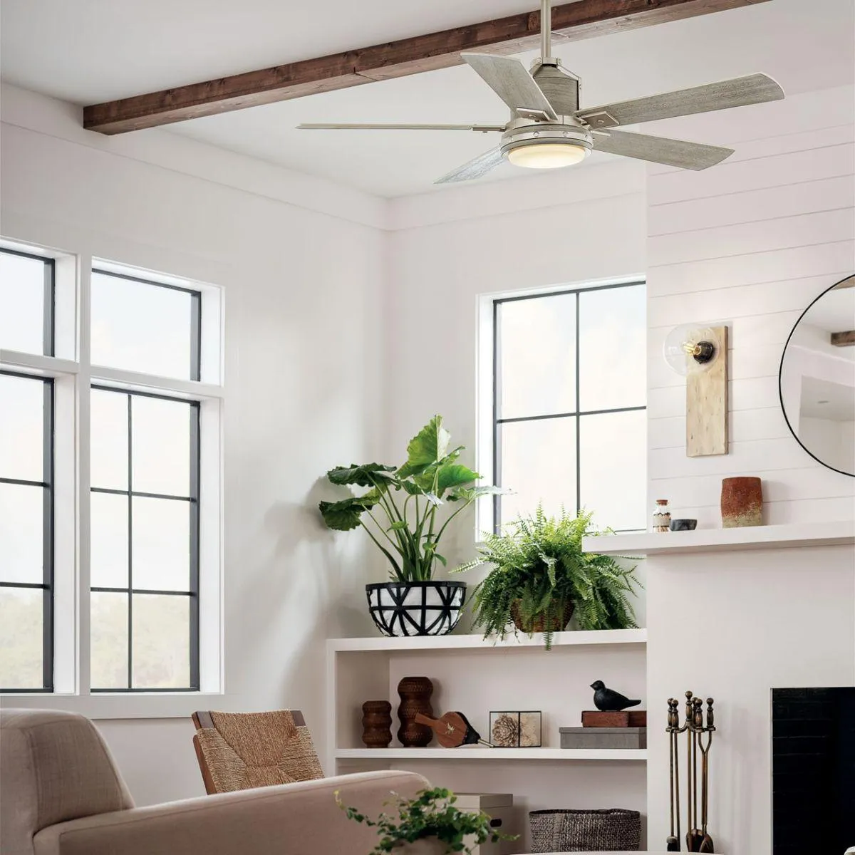 Colerne 52 Inch Brushed Nickel LED Ceiling Fan with Wall Control Included