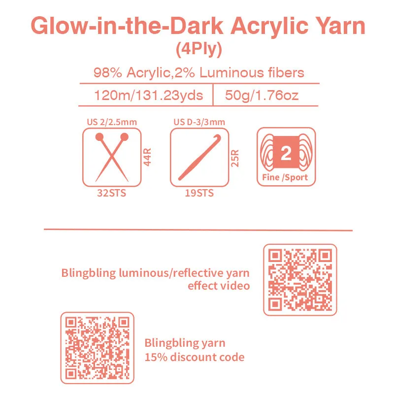 Eco-friendly blue acrylic glow-in-the-dark yarn (Glow Blue Jean Yarn)