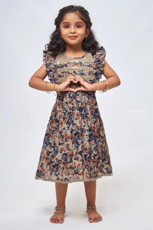 Grey Sequin Elegance: Stylish Cotton Frock for Girls