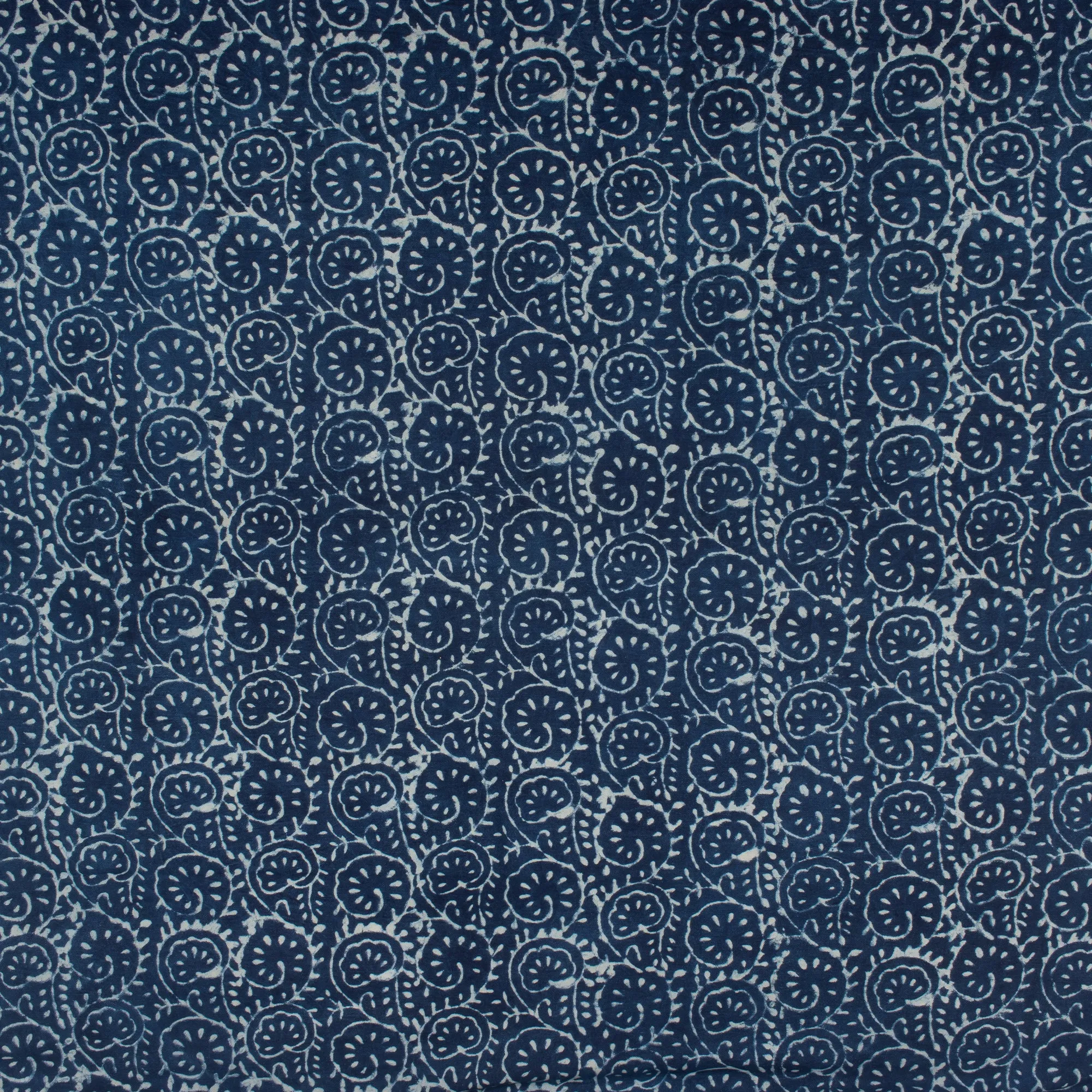 Hand Block Floral Print Indigo Apostate Cotton Canvas Fabric