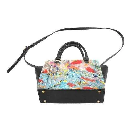 Handbags, Colorful Paint Splatter Rivet Style Top-Handle Bag