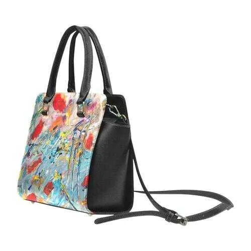 Handbags, Colorful Paint Splatter Rivet Style Top-Handle Bag