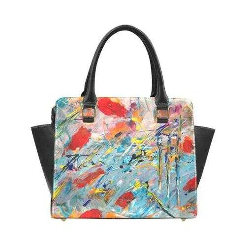 Handbags, Colorful Paint Splatter Rivet Style Top-Handle Bag