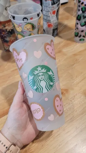 Heart cookies cold cup logo