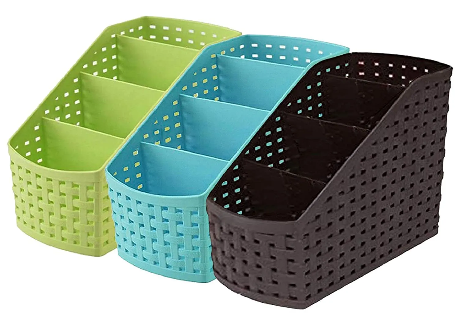 Heart Home 3 Pieces Plastic Multipurpose Storage Basket for Bathroom, Kitchen, Office (Multi) - CTHH18777