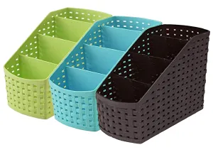 Heart Home 3 Pieces Plastic Multipurpose Storage Basket for Bathroom, Kitchen, Office (Multi) - CTHH18777