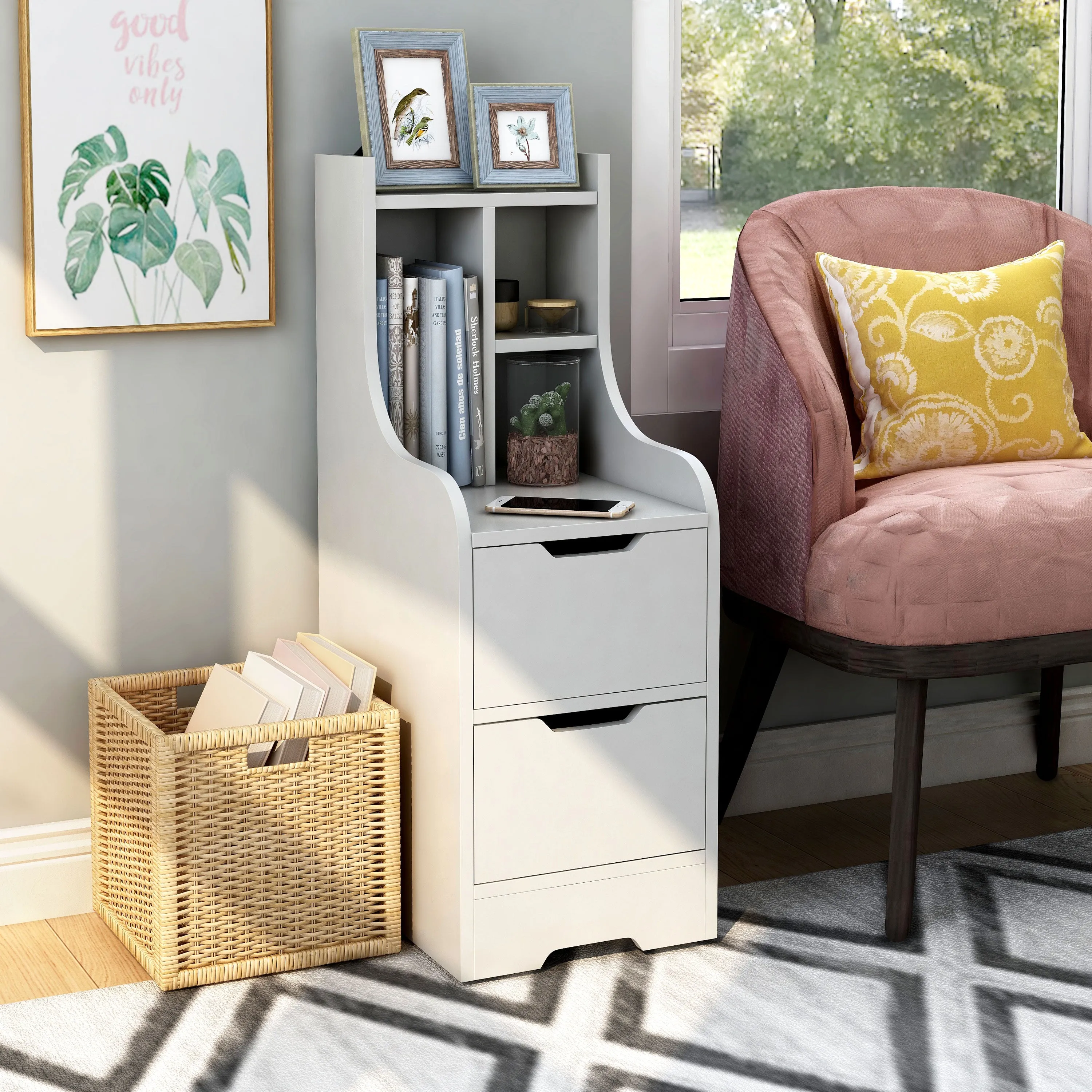 Interlachen Contemporary Multi-Storage Nightstand