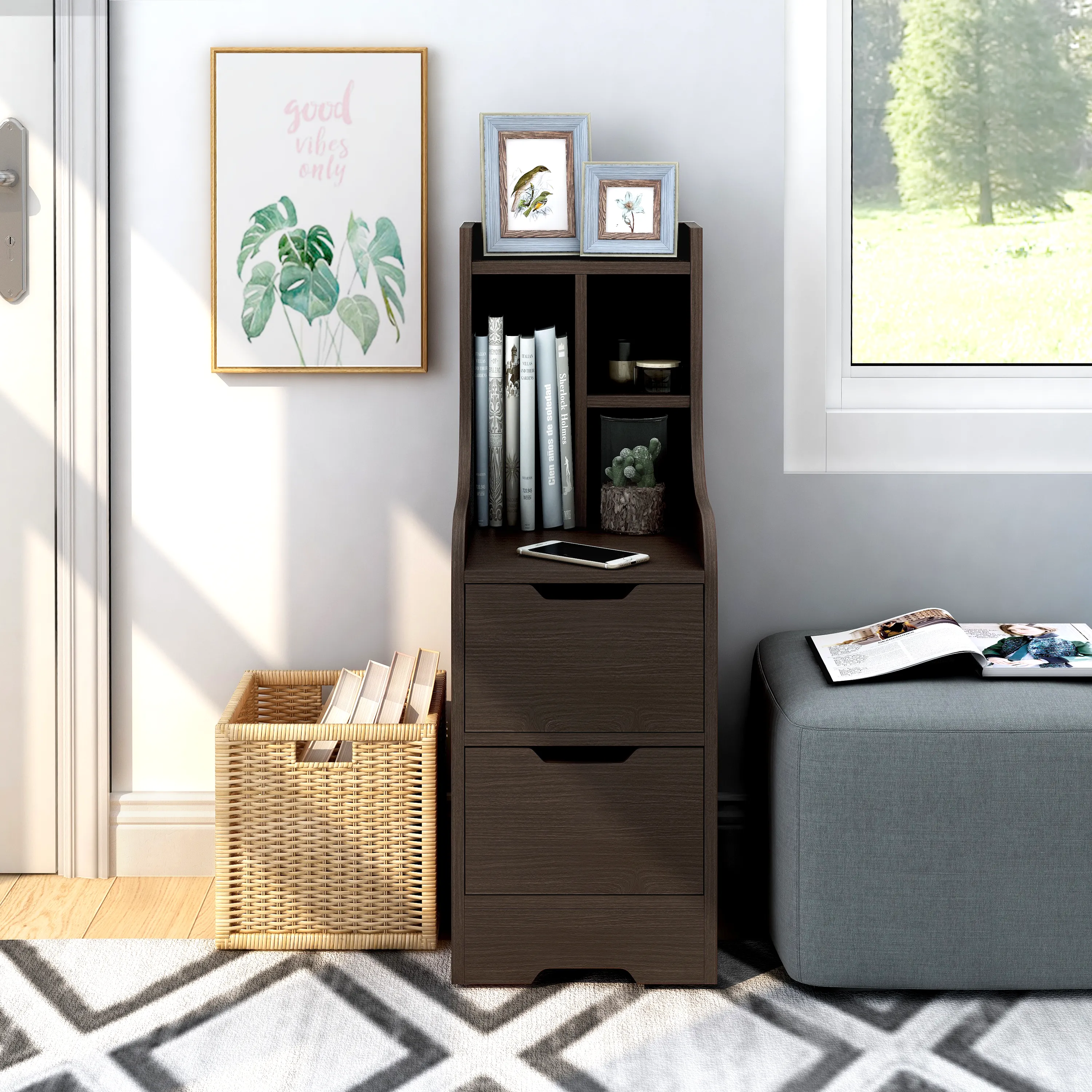 Interlachen Contemporary Multi-Storage Nightstand