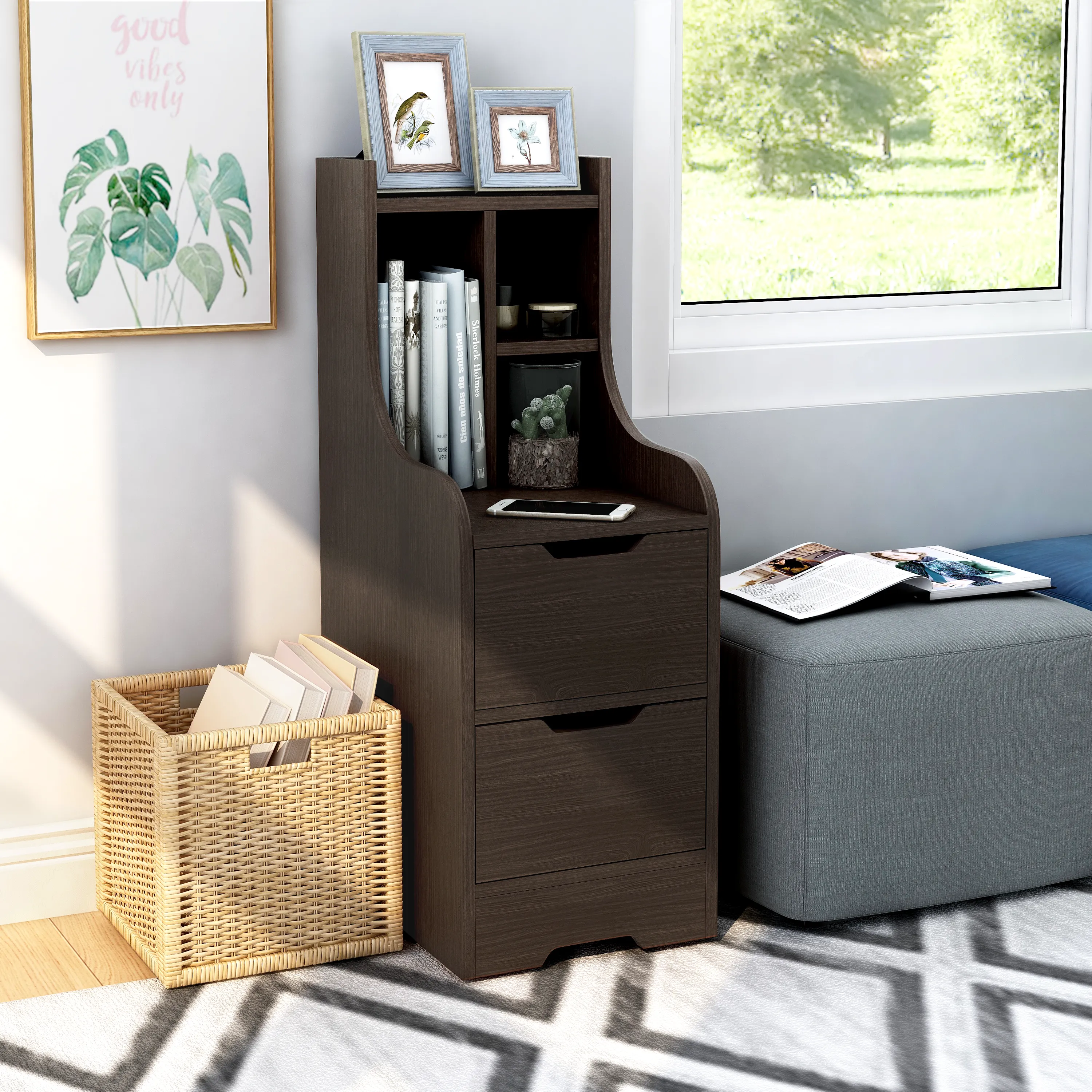 Interlachen Contemporary Multi-Storage Nightstand