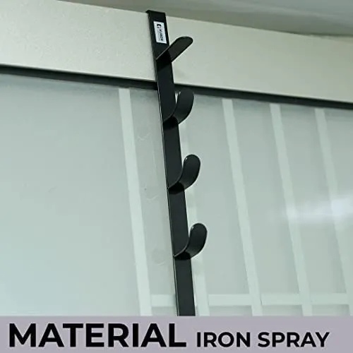 Kuber Industries 5-Level Cloth Hanger|Multipurpose Cloth & Towel Holder|Iron Spray Material|Easy Installation|Interchangeable Over The Door Towel Holder|ZT-3115|Pack of 3|Black