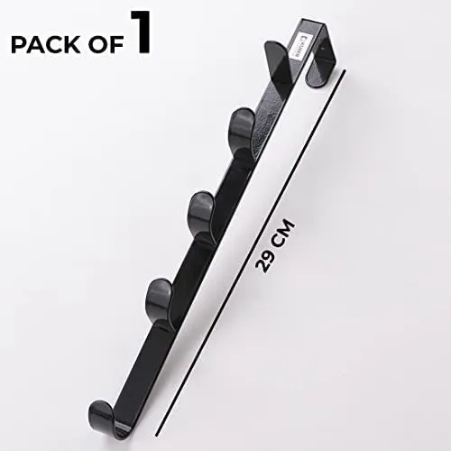 Kuber Industries 5-Level Cloth Hanger|Multipurpose Cloth & Towel Holder|Iron Spray Material|Easy Installation|Interchangeable Over The Door Towel Holder|ZT-3115|Pack of 3|Black