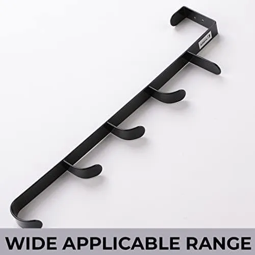Kuber Industries 5-Level Cloth Hanger|Multipurpose Cloth & Towel Holder|Iron Spray Material|Easy Installation|Interchangeable Over The Door Towel Holder|ZT-3115|Pack of 3|Black