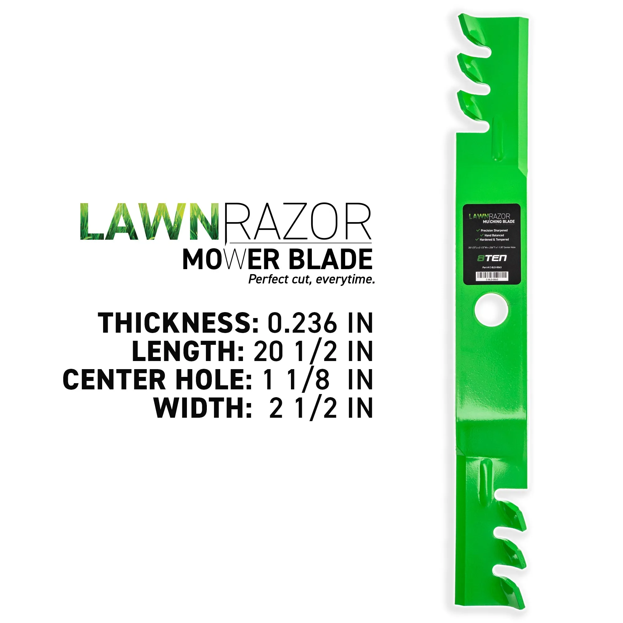 LawnRAZOR Mulching Blade For Kubota 76539-34330 K5651-34340 70000-00602 70000-25001 | 6-PACK