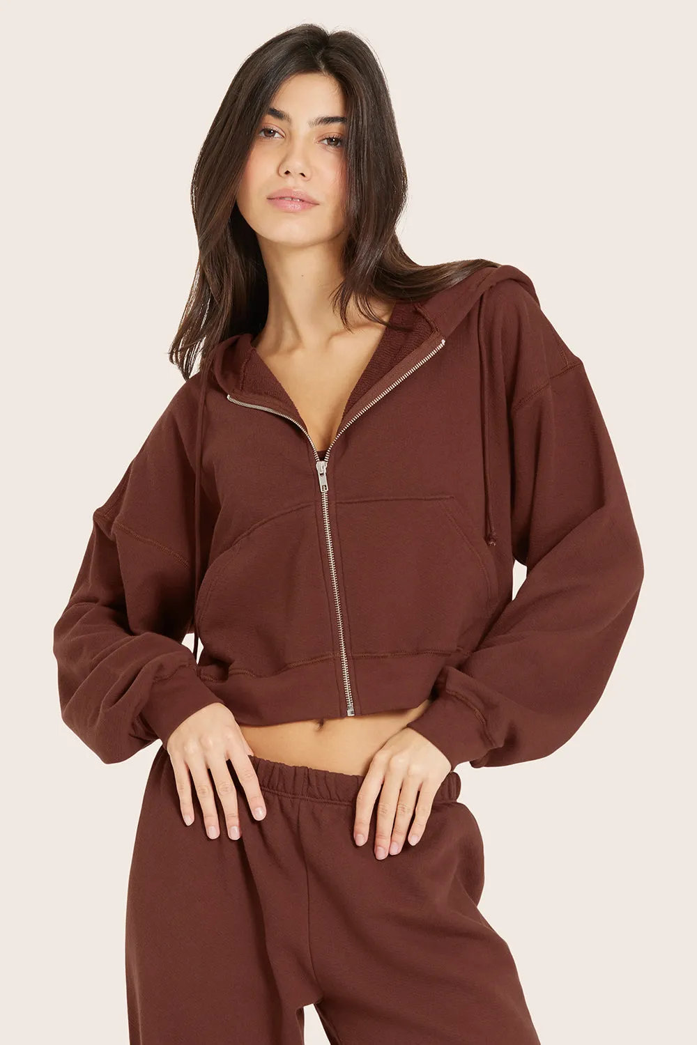 LIGHTWEIGHT SWEATS CLASSIC ZIP HOODIE - COLA