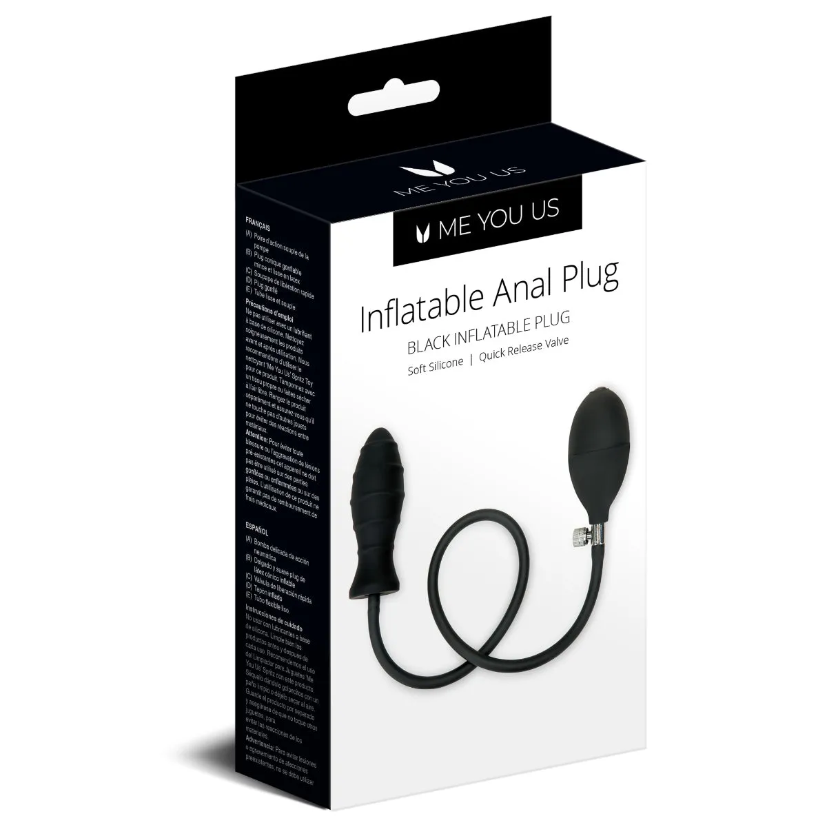Me You Us Inflatable Ribbed Anal Plug Black