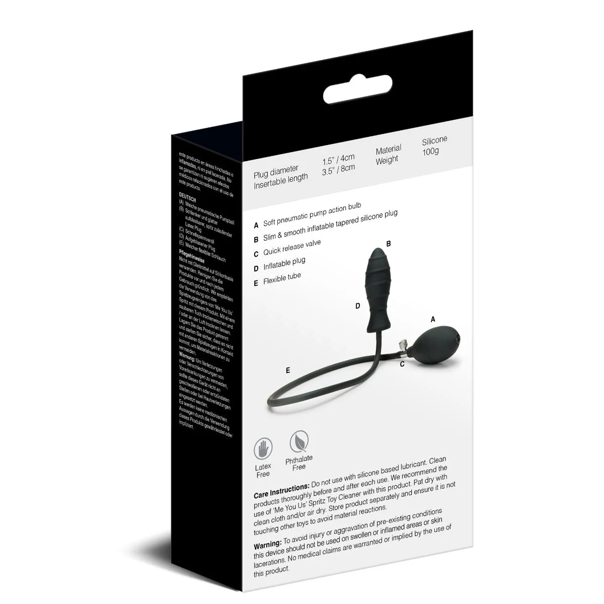 Me You Us Inflatable Ribbed Anal Plug Black