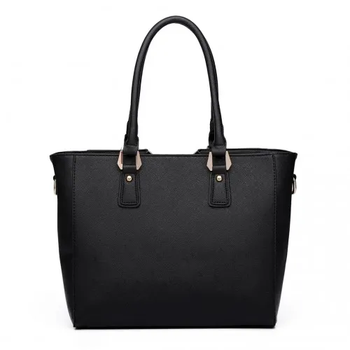 Miss Lulu Leather Look V-Shape Multicolour Tote Bag - Brown | Stylish & Spacious Shoulder Bag