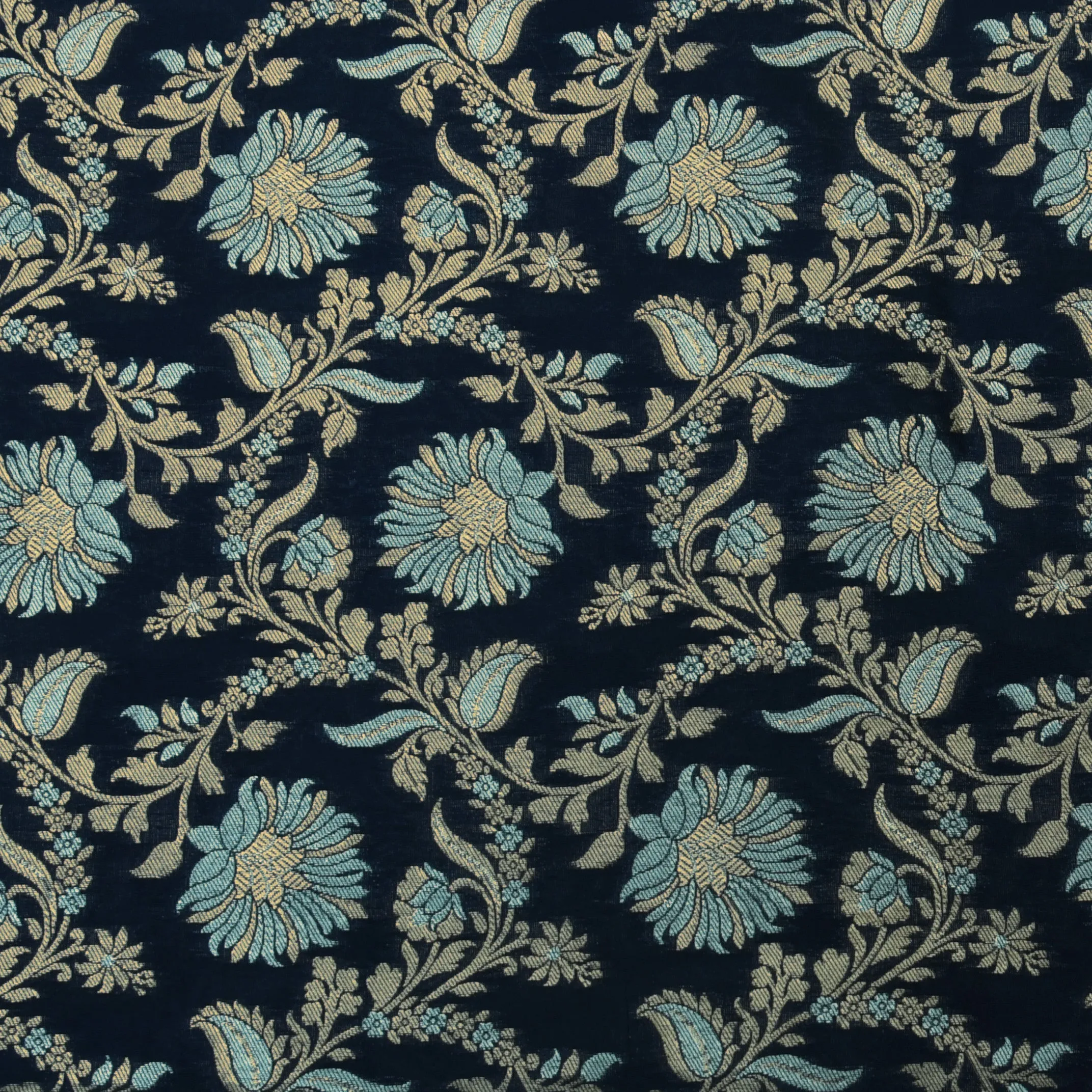 Navy Blue Color Kadwa Brocade Fabric