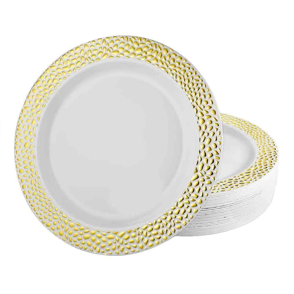 Pebbled Premium Plastic Round Dinnerware