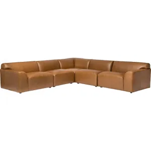 Perry 5 Piece Sectional, Boston Camel