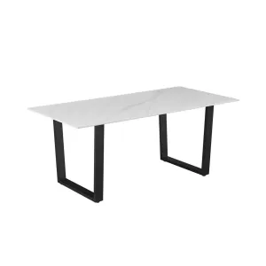SHAW 180x90cm STONE TOP DINING TABLE - WHITE