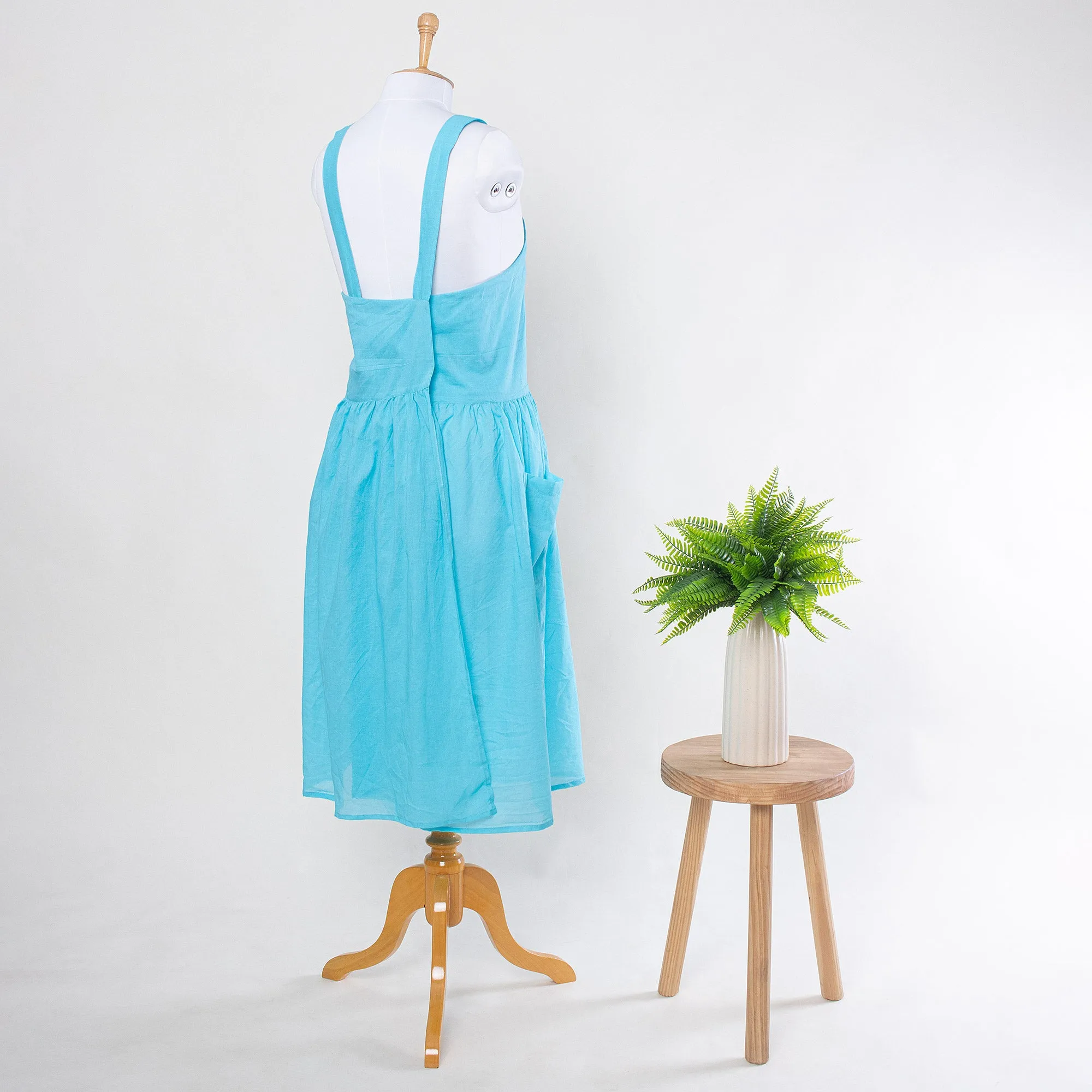 Sky Blue Soft Kitchen Apron and Gardening Organic Cotton Apron
