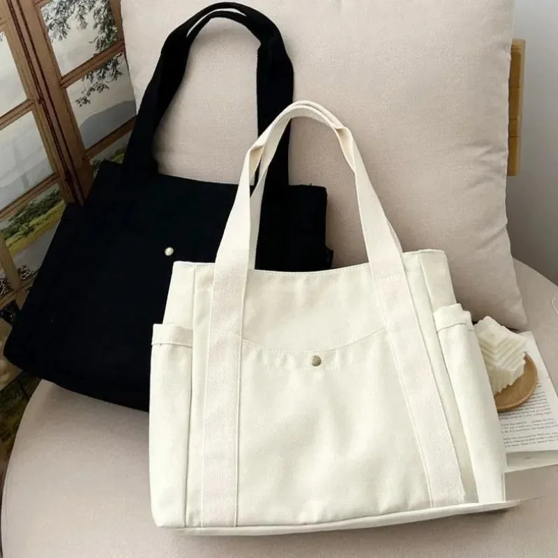 Sohiwoo Carrying Large Capacity Shoulder Bag Work Student Outfit For Style Canvas Book College Tote Bag Commuting Bags