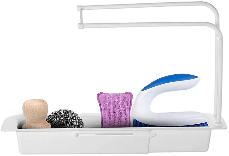 Telescopic Expandable Kitchen Sink Drain Basket Holder Rack F42-8-765 White