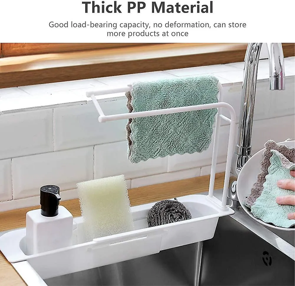 Telescopic Expandable Kitchen Sink Drain Basket Holder Rack F42-8-765 White