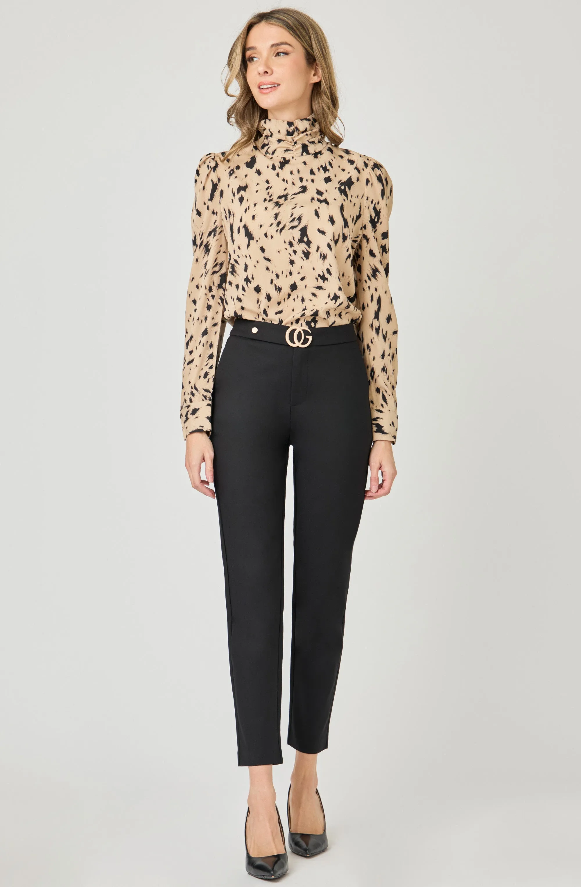 Turtleneck Printed Blouse